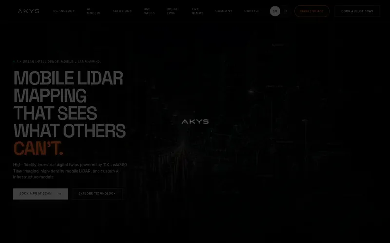 AKYS.ai svetainė, LiDAR ir skaitmeninių dvynių platforma