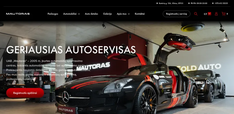 Mautoras.lt svetainė, premium autoservisas Vilniuje